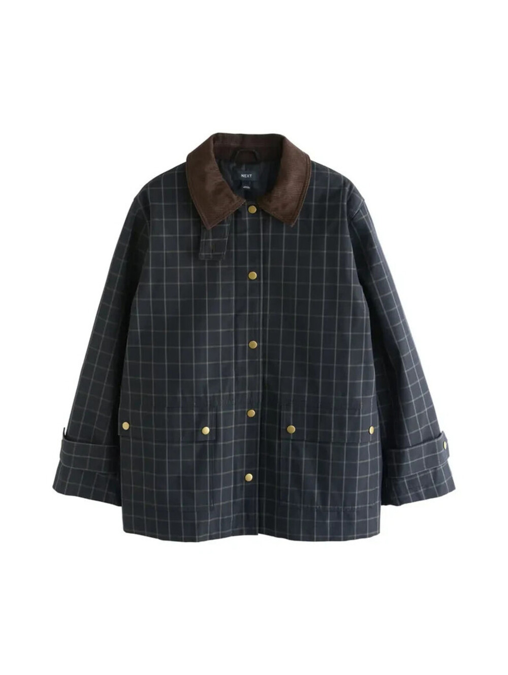 NEW, Next Corduroy Collar Waxed Jacket in blue multi size XL  #C4854